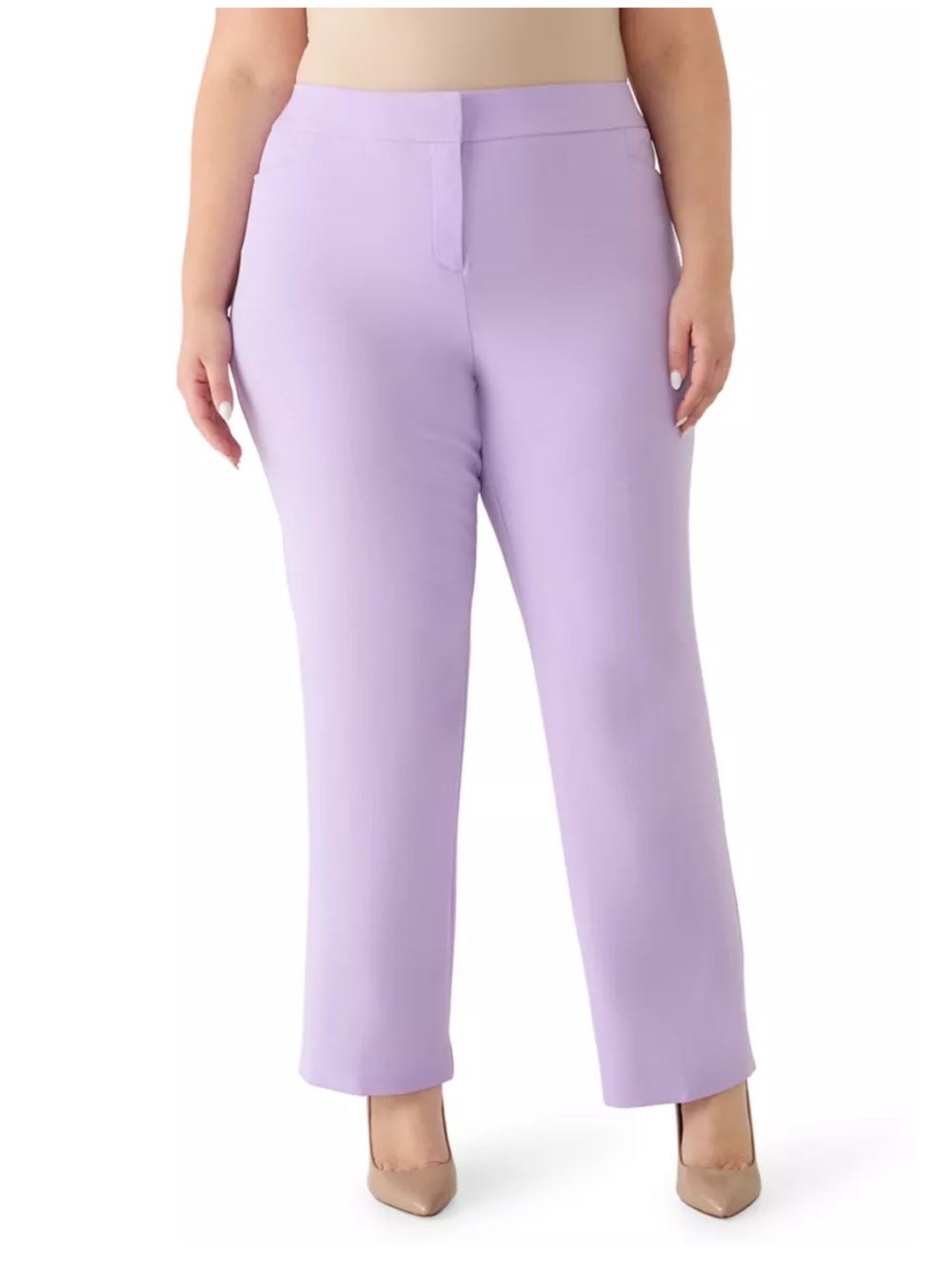 Kasper Plus Size Lavender Cropped Straight-Leg Pants